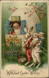 Rabbit Musicians Found Interesting To An Elderly Man Postcard