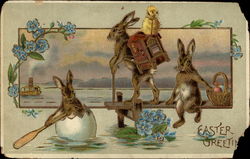 Bunnies out for Easter Fun Postcard