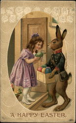 Little Girl Meets Easter Egg Delivery Postcard