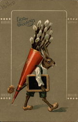 A Bunny Artist On His Way Postcard