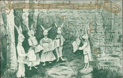 Easter Bunnies singing Postcard