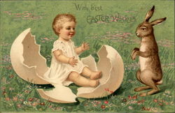 Baby Human Hatches from an Egg Postcard