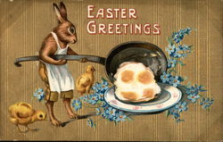 Momma Bunny Cooking up Eggs Postcard