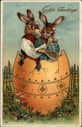 Mr and Mrs Bunny Postcard