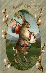 Rabbit with Basket of Eggs Postcard
