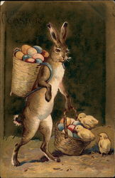 Easter Bunny off to make Deliveries Postcard