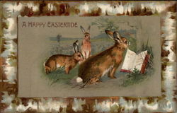 Grandpa Bunny Reading Easter Story To The Young Ones Postcard
