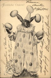 Clown Bunny Juggles Eggs Postcard