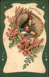 Bunny and Eggs in a Shell Postcard