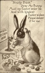 Bunny Taking Easter Orders over the Telephone Postcard