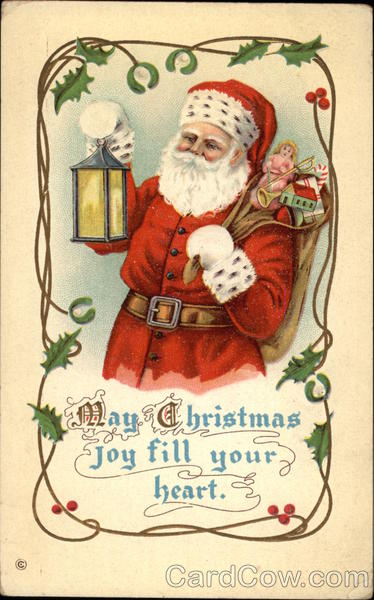 Santa Holding a Lantern and Toys Santa Claus