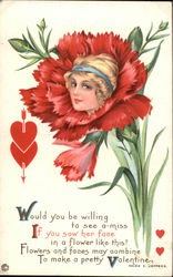 Flower Face Valentine Fantasy Postcard Postcard