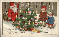 A Joyful Christmas with Santa & Children Postcard