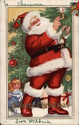 A Merry Christmas with Santa and Tree Postcard