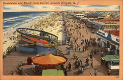 Boardwalk and Beach from Casino Seaside Heights, NJ Postcard Postcard