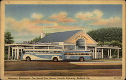 Greyhound Post House, Gateway Restaurant, Lincoln Highway Bedford, PA Postcard Postcard