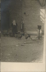 Little Girl Feeding Chickens Little Girl Feeding Chickens