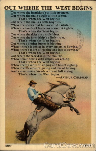 Out Where the West Begins Cowboy Western