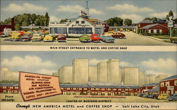 Main Street entrance to Motel and Coffee Shop, Covey's New America Motel and Coffee Shop Salt Lake City