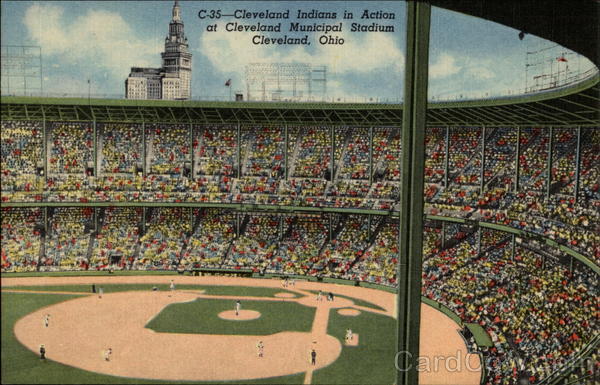 Cleveland Indians in Action at Cleveland Municipal Stadium Ohio