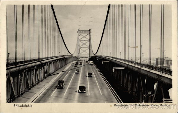 Roadway on Delaware River Bridge Philadelphia Pennsylvania