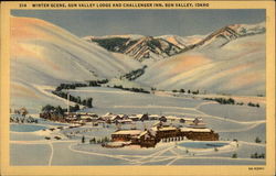 Winter Scene, Sun Valley Lodge and Challenger Inn Postcard