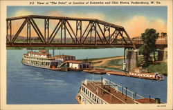 View of "The Point" at Junction of Kanawha and Ohio Rivers Parkersburg, WV Postcard Postcard
