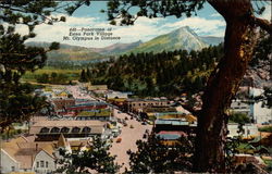 Panorama of Estes Park Village, Mt. Olympus in Distance Colorado Postcard Postcard