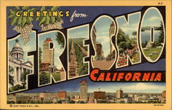Greetings from Fresno California Postcard