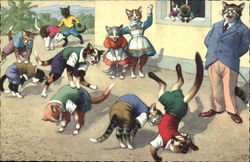 Cats Playing Games Postcard