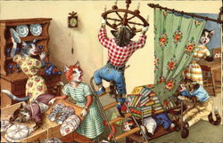 Crazy cats in the Kitchen Postcard