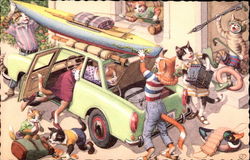 Cats getting Ready for Vacation Postcard