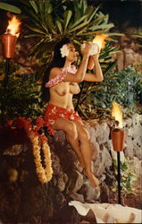 A Lovely South Sea Island Maiden in her Polynesian Paradise Honolulu, HI Risque & Nude Postcard Postcard