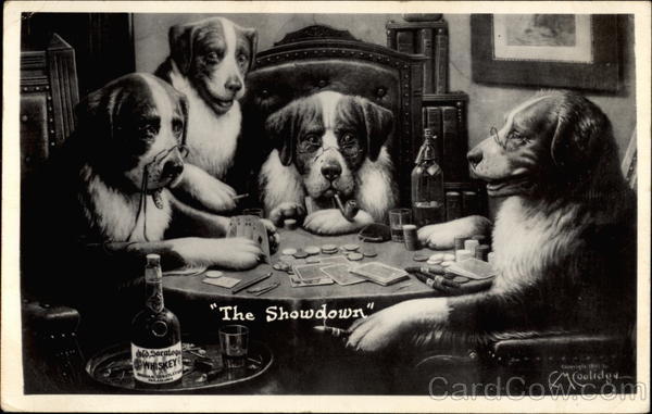 Dogs Playing Poker - The Showdown