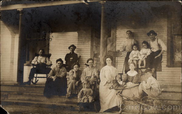 Family Photo on the Porch, Goat Cart Seelyville Indiana