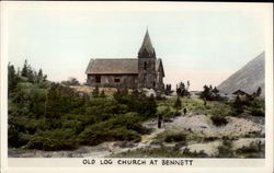 Old Log Church at Bennett Postcard