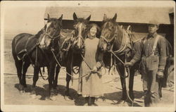 Cousin's with Horses Postcard