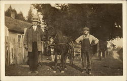Two Men and a Horse Horses Postcard Postcard