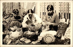 Native Women Weaving Baskets Alaska Postcard Postcard