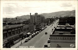 View down the Street Wenatchee, WA Postcard 