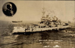 Battle Ship Oregon, as it was in 1898 Postcard