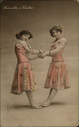 Two girls dancing Postcard