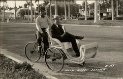 Passenger in a Bicycle Rickshaw Black Driver Palm Beach, FL Postcard Postcard