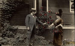 A Couple With Red Roses Postcard