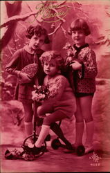 Children with Tricycle, Toys Postcard
