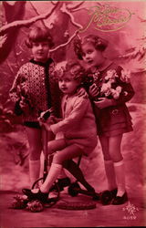 Children with Tricycle, Toys Postcard