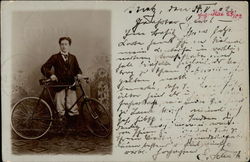 Man with a Bicycle Bicycles Postcard Postcard