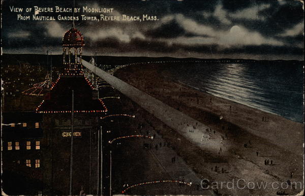 View of Revere Beach by Moonlight from Nautical Gardens Tower Massachusetts