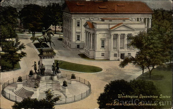 Washington Equestrian Statue and State Capitol Richmond Virginia