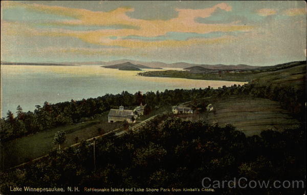 Rattlesnake Island and Lake Shore Park from Kimball's Castle Lake Winnipesaukee New Hampshire
